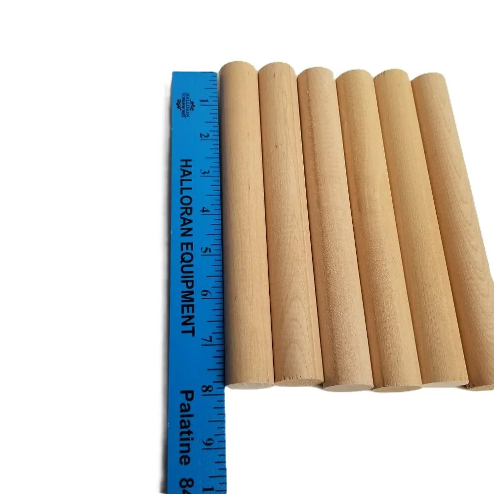 Wooden Dowel Rods 8 Inch x 1 Inch Pack of 6 Natural Hardwood Craft Supply DIY